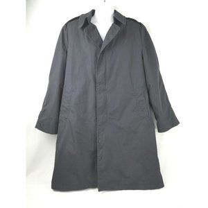 Quarterdeck Coat Black Faux Fur Lined Vintage 44R